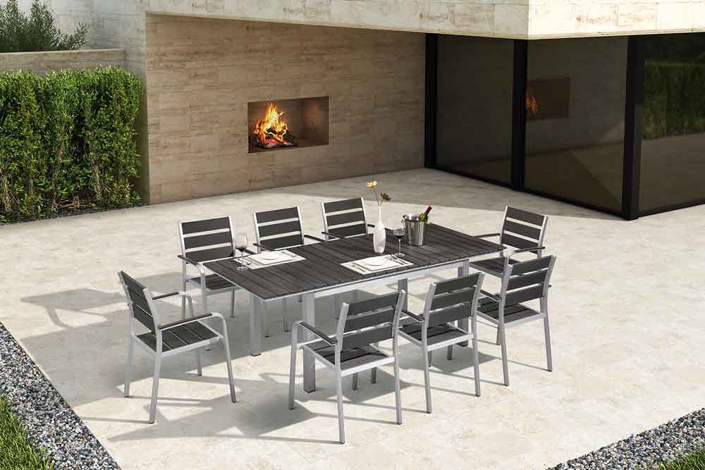 Aluminum Furniture Outdoor Extendable Dining Table Set - ZAC