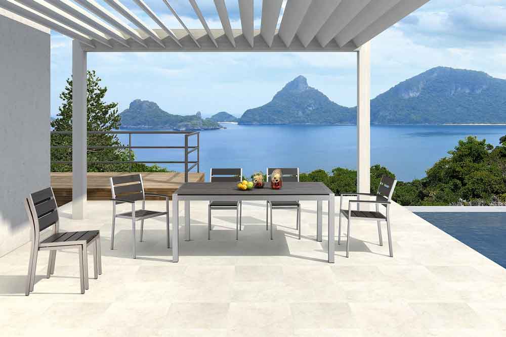 Patio Dining Furniture 7 Piece Plastic Wood Dining Set - Marley