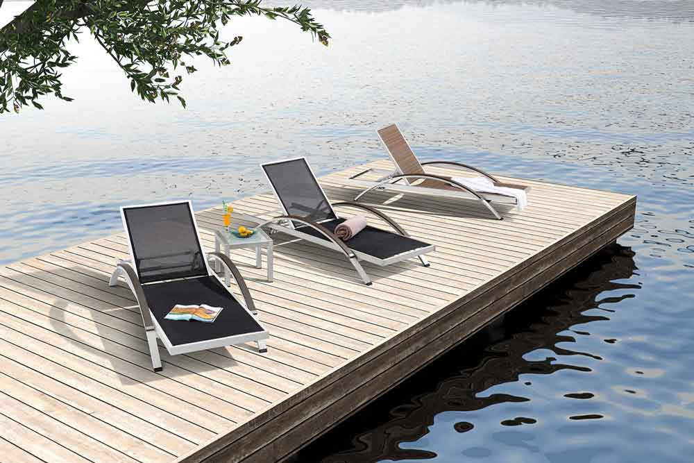 Yacht Aluminum Moden Design Sun Chairs Outdoor Sun Lounger - Gold Coast