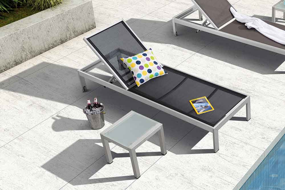 Outdoor Furniture Aluminum Black Sling Pool Chaise Lounge - Kim