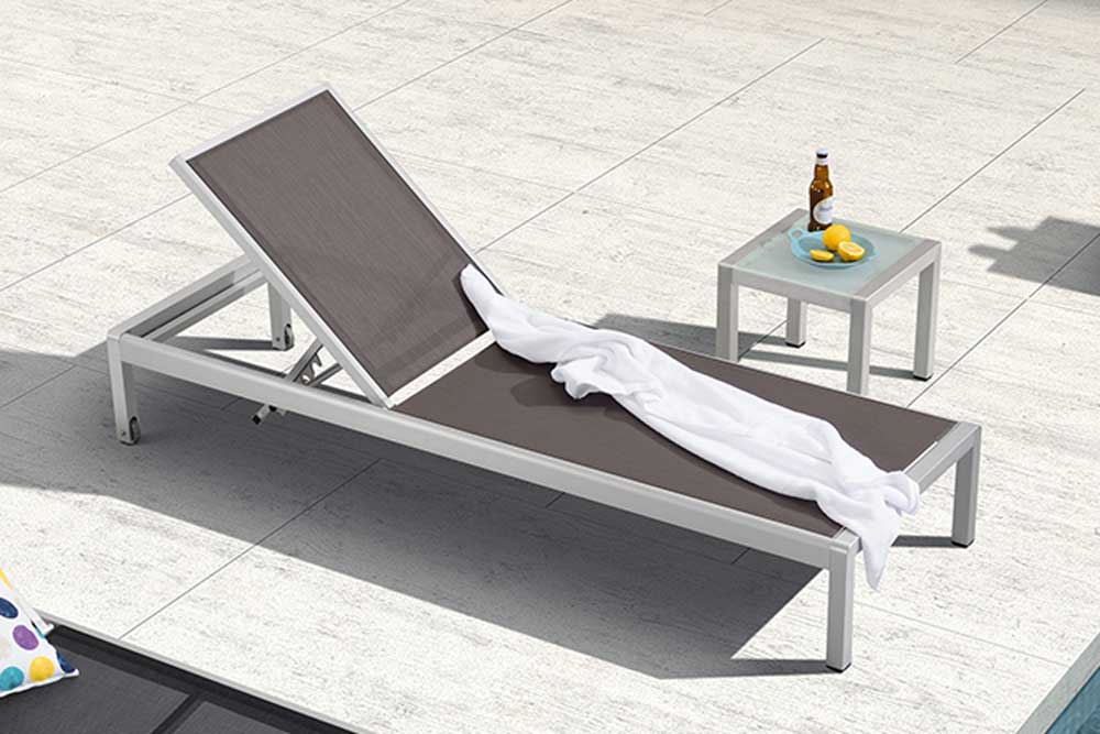 Hotel Furniture Pool Aluminium Grey Reclining Chaise Lounge - Keith